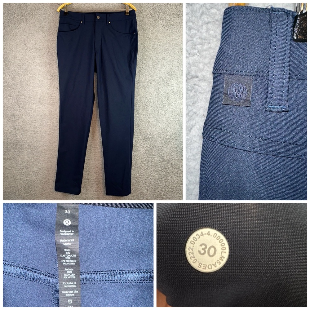 Lululemon Pants Men's 30x32 Navy ABC Slim-Fit 5 Pocket Warpstreme LM5ADES Chino